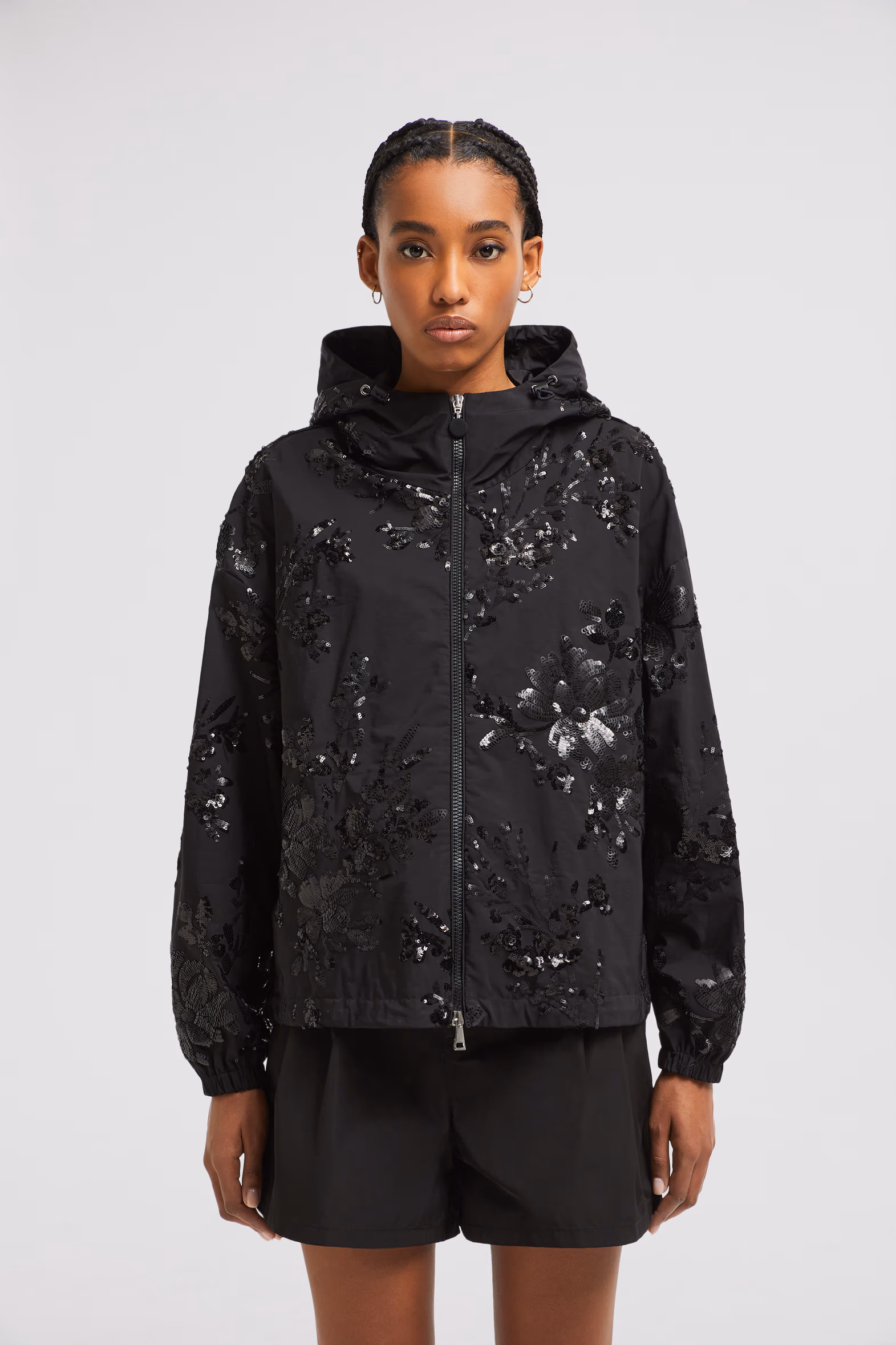 Landal Sequin-Embroidered Hooded Jacket Women Black Moncler 3